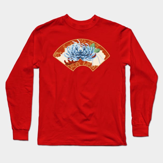 Kiku (Chrysanthemum) - Japanese Kimono Design Long Sleeve T-Shirt by SamInJapan